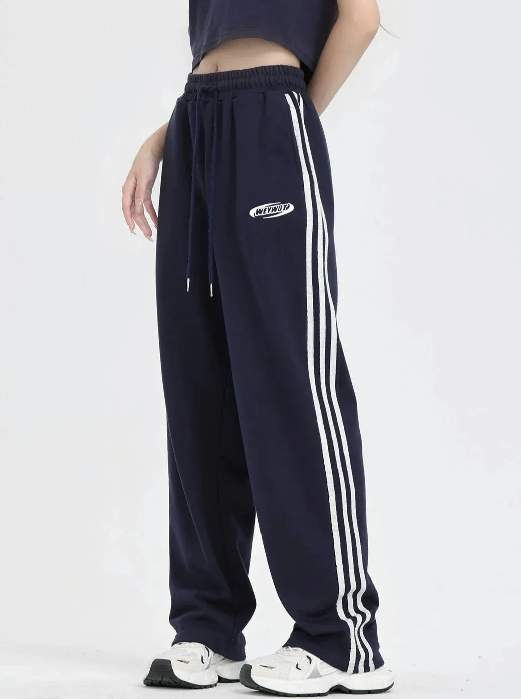High Casual Street Striped Side Dance Pants American