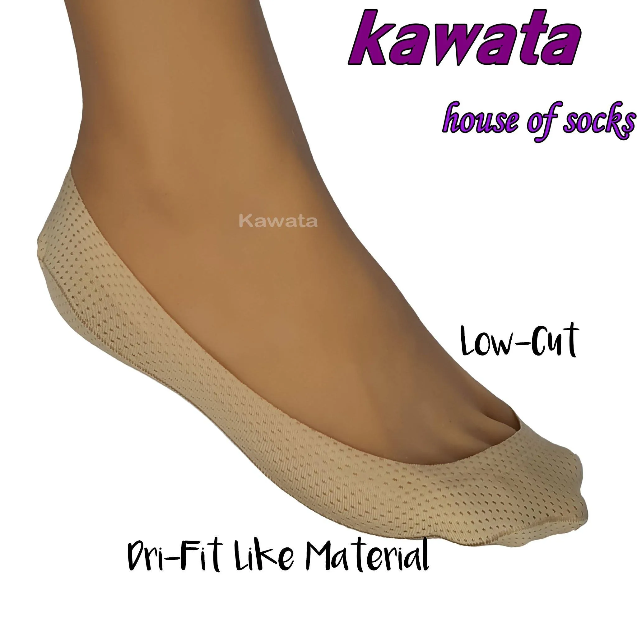 Kawata Low Cut Dri-Fit Foot Cover / Full Non-Slip Silicon Dri-Fit Hidden No-Show Socks