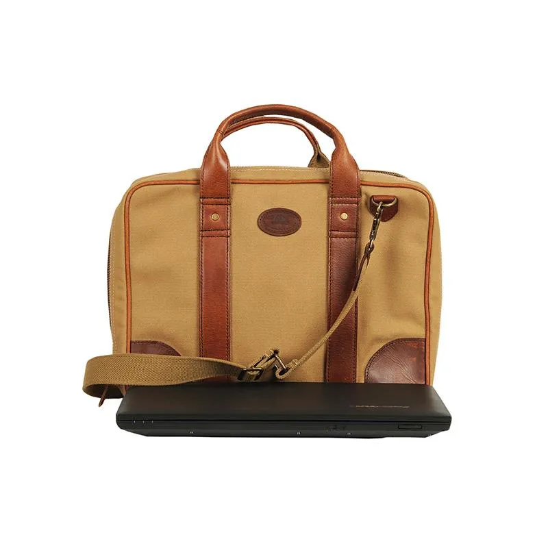 Melvill & Moon Khaki Canvas Double Zip Laptop Bag