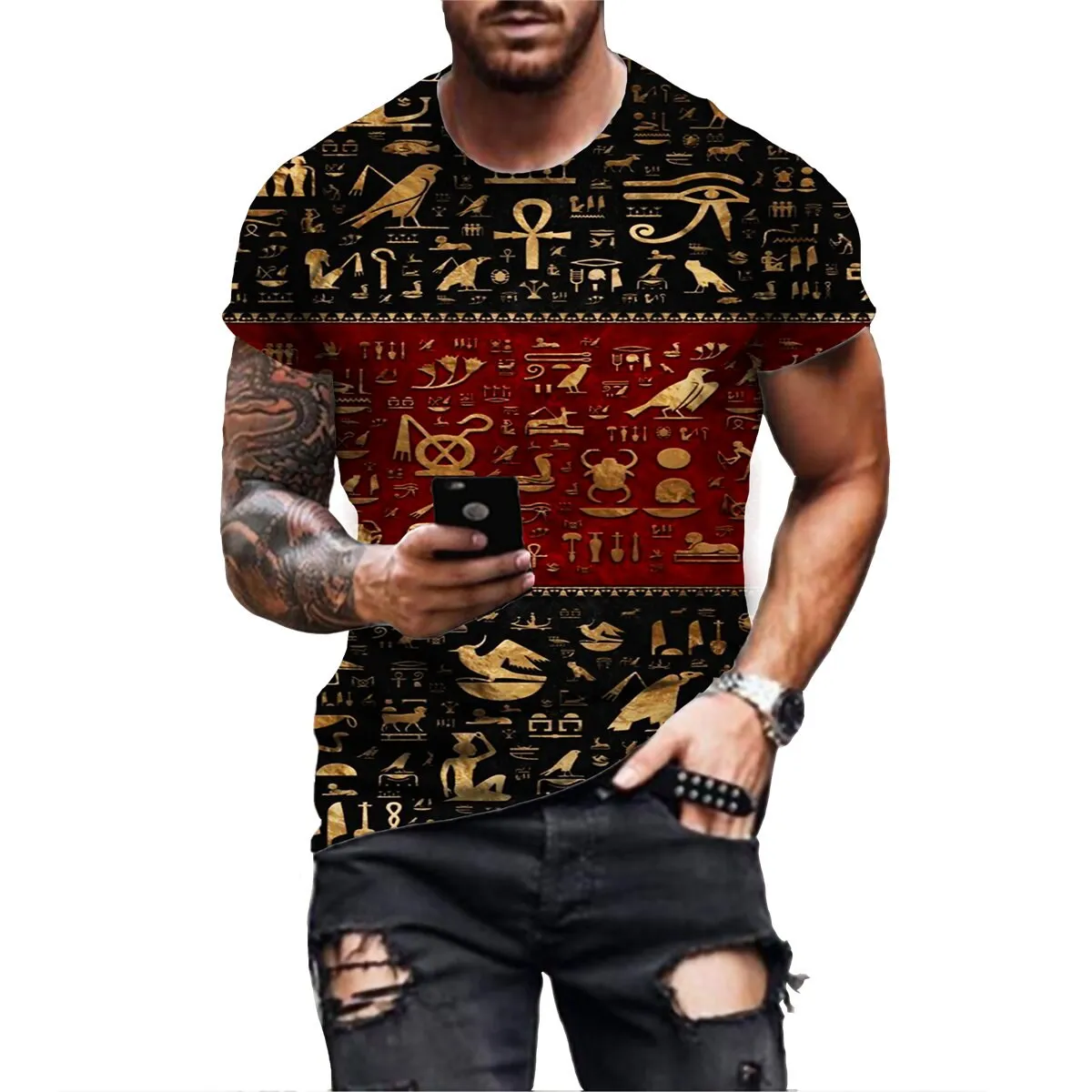 Men's and Women's Hip-hop T-shirts, Casual Short Sleeved Clothing, Harajuku, Loose Fitting, Summer, Large, 2023 t-shirts