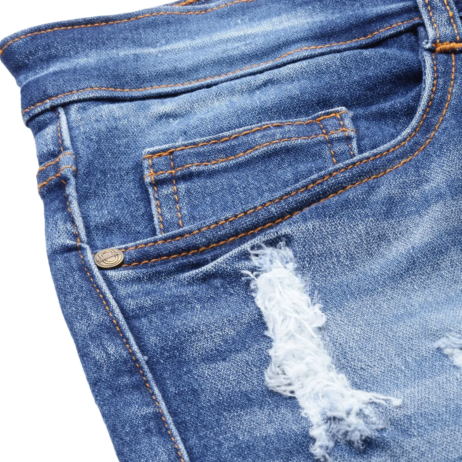 Men's Blue Slim Fit Heavy Distressed/Torn Jeans
