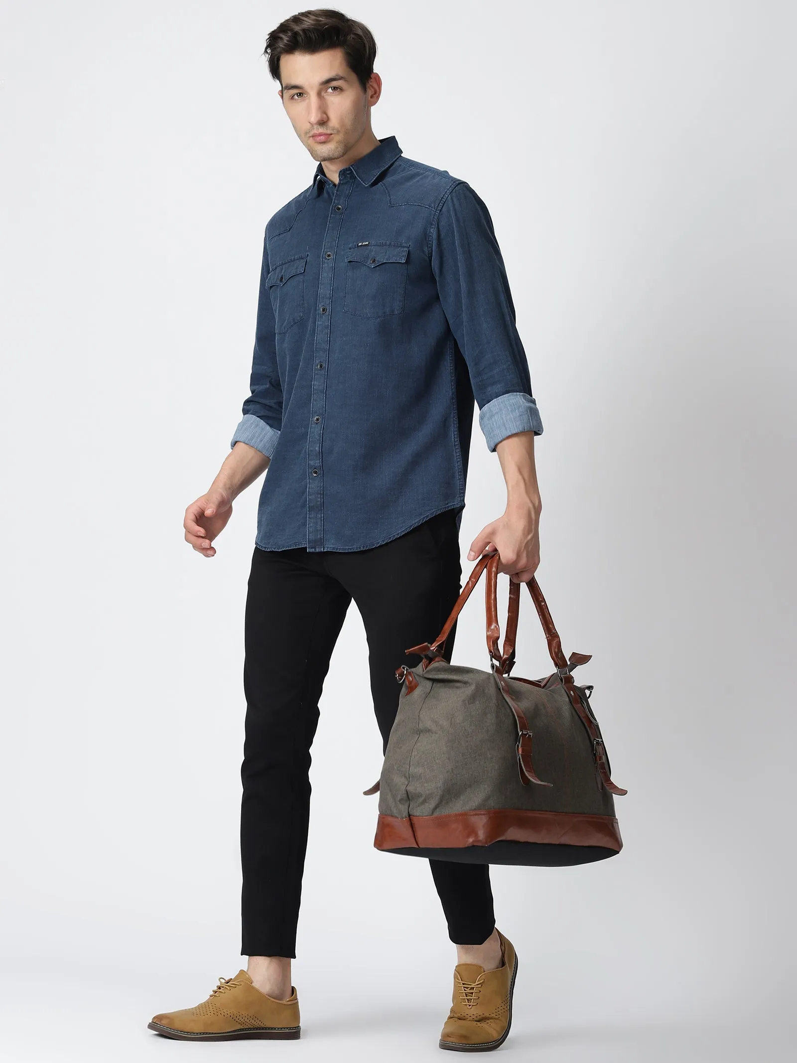 MEN'S BLUE SOLID SLIM FIT SHIRT