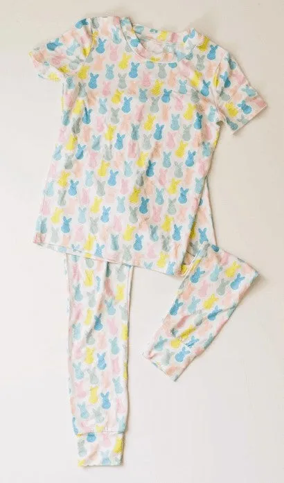 Ollie Jay Girls Bamboo Pajamas PJ Set - Marshmallow Bunny Peeps