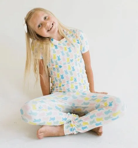 Ollie Jay Girls Bamboo Pajamas PJ Set - Marshmallow Bunny Peeps