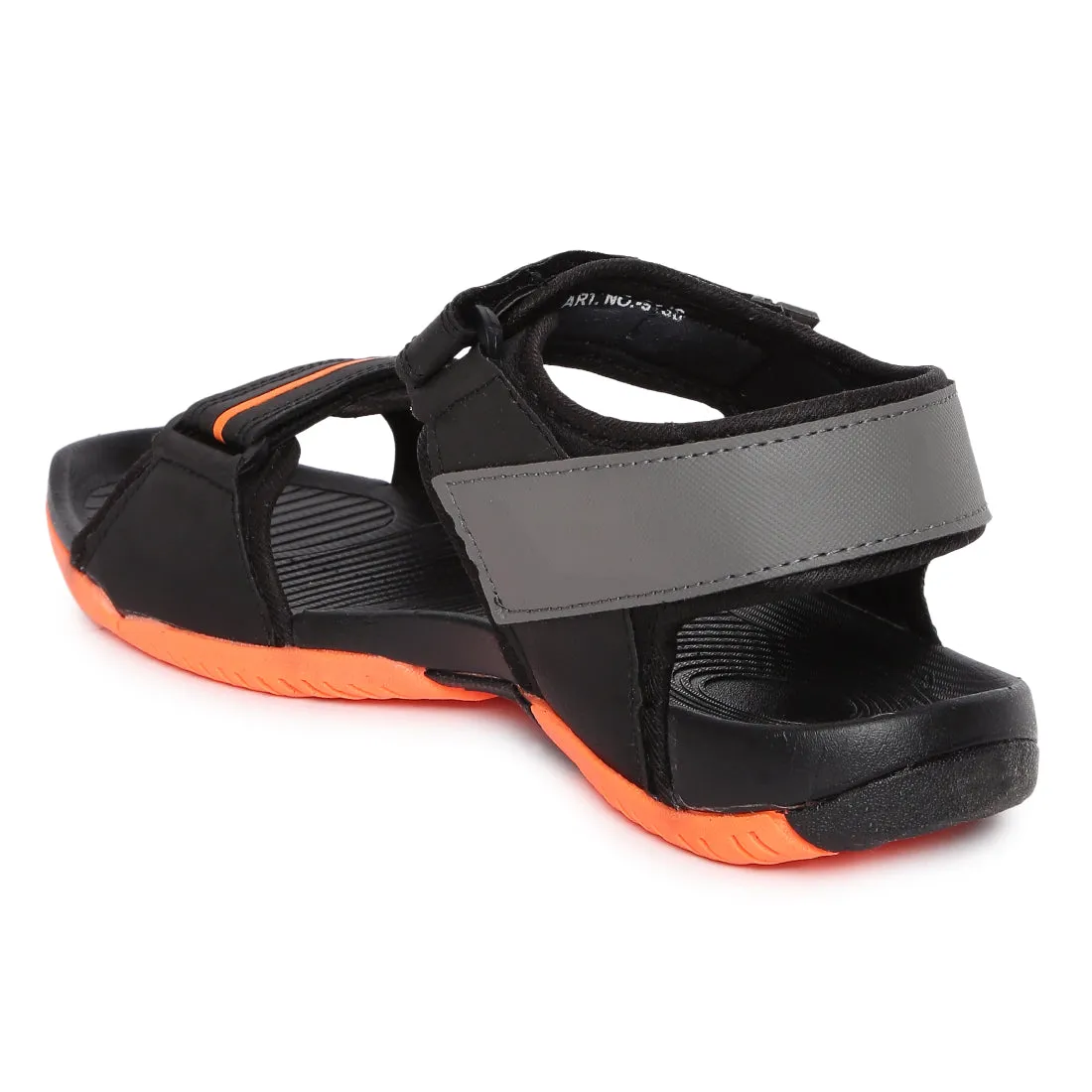 Paragon Casual Sandals for Men | Floater Style Black and Orange Men's Sandals