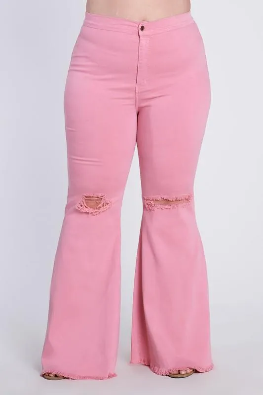 Plus Size Flare Ripped Jeans