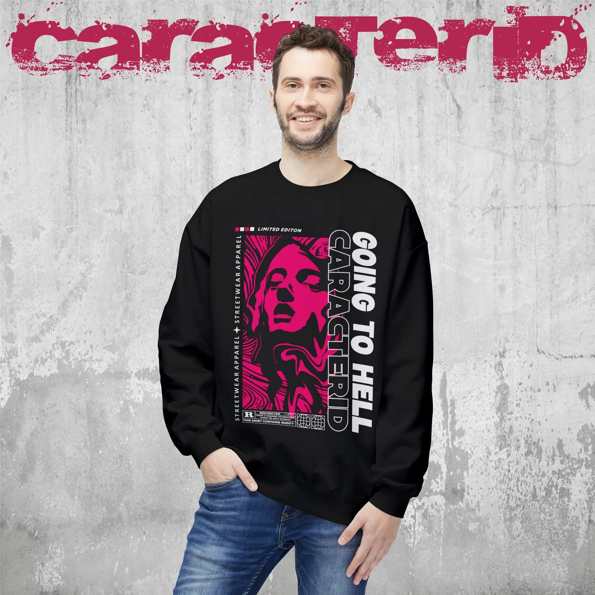 "CaracterID Unisex Softstyle Fleece Crewneck Sweatshirt – Midweight Streetwear"