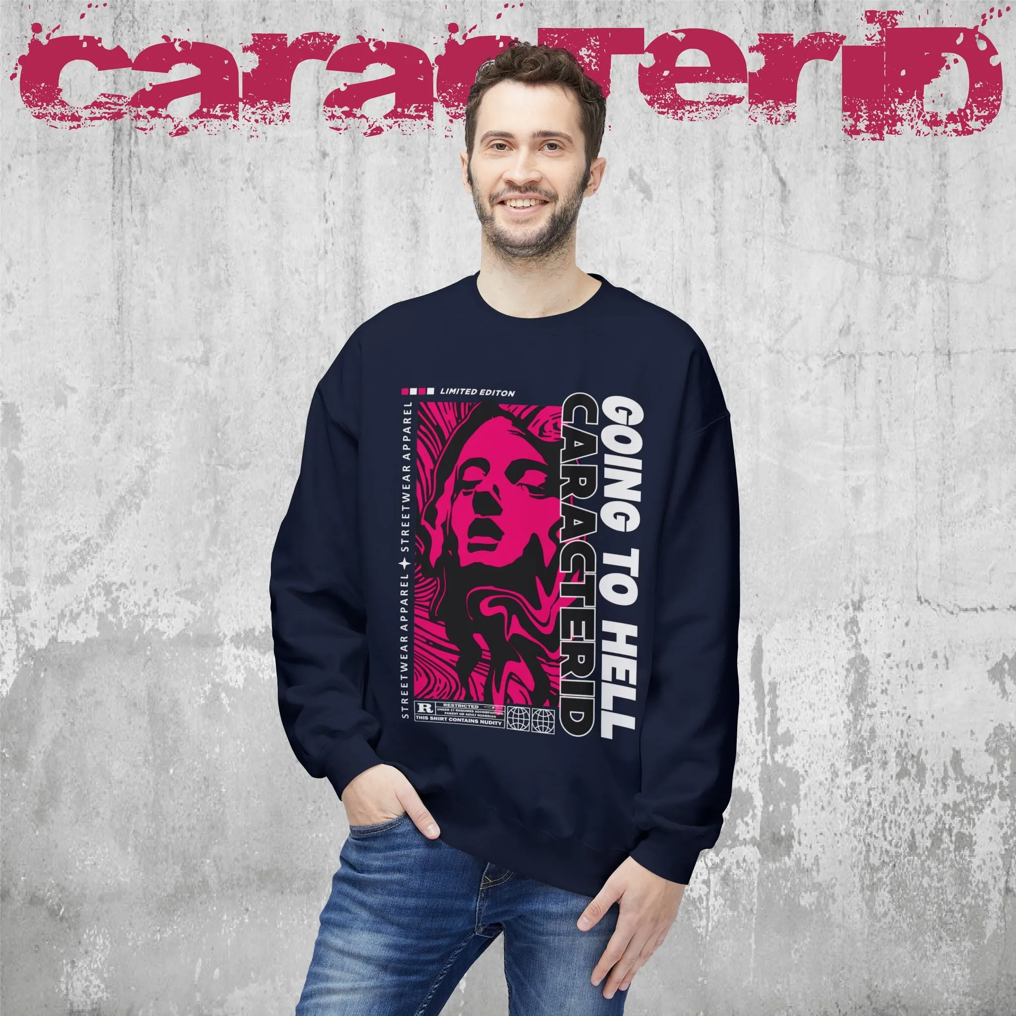 "CaracterID Unisex Softstyle Fleece Crewneck Sweatshirt – Midweight Streetwear"