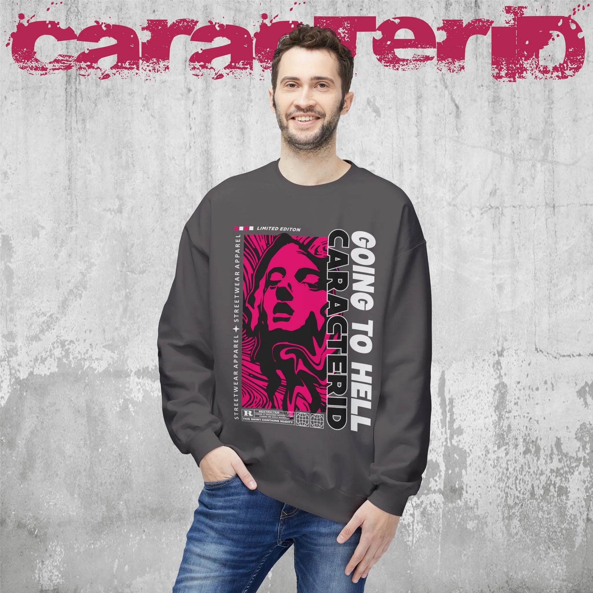 "CaracterID Unisex Softstyle Fleece Crewneck Sweatshirt – Midweight Streetwear"