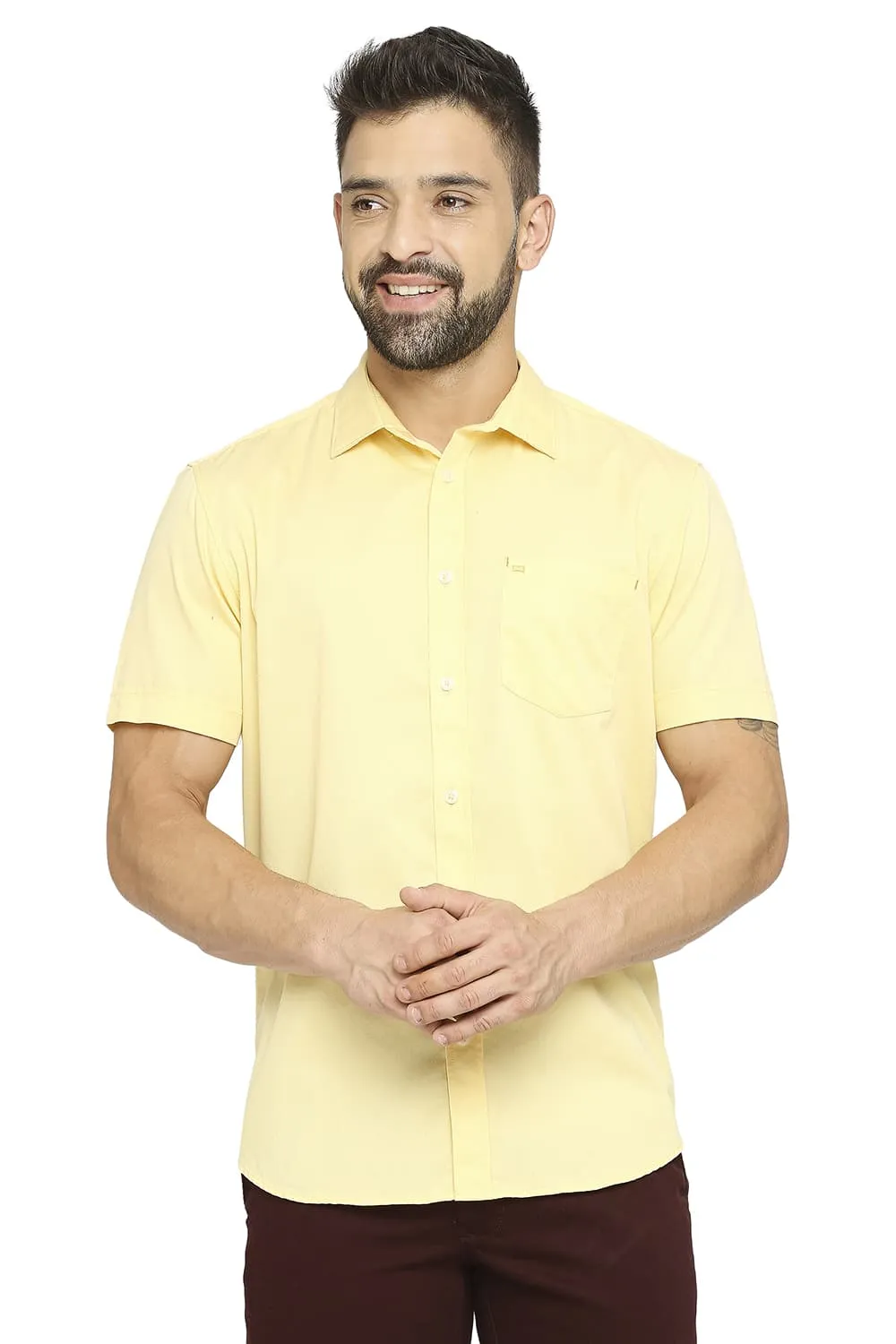 Slim Fit Cotton Polyester Cavalary Twill Halfsleeves Shirt