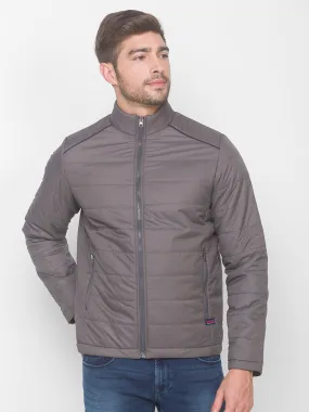 Spykar Dark Grey Polyester Men Front Open Jacket