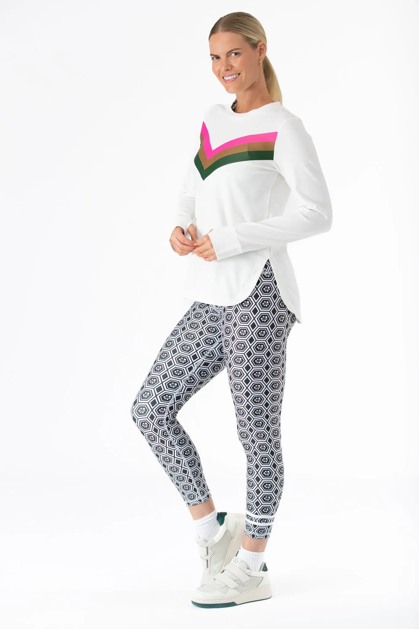 The Jack T-Shirt - White with Pink & Green Stripe