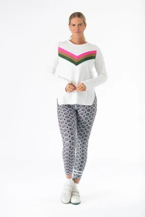 The Jack T-Shirt - White with Pink & Green Stripe