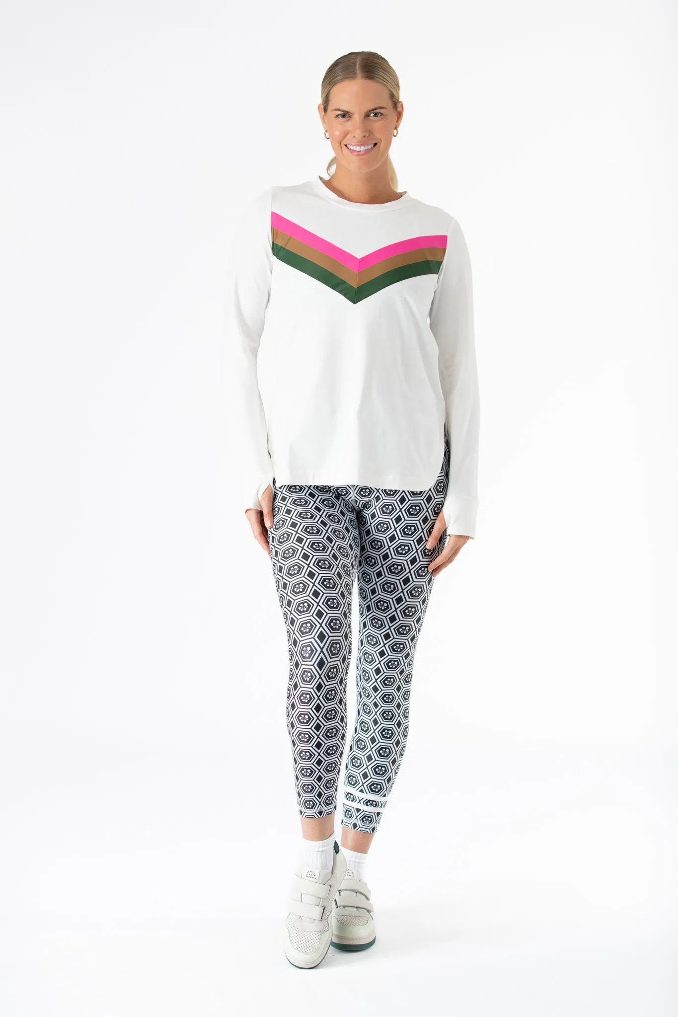 The Jack T-Shirt - White with Pink & Green Stripe
