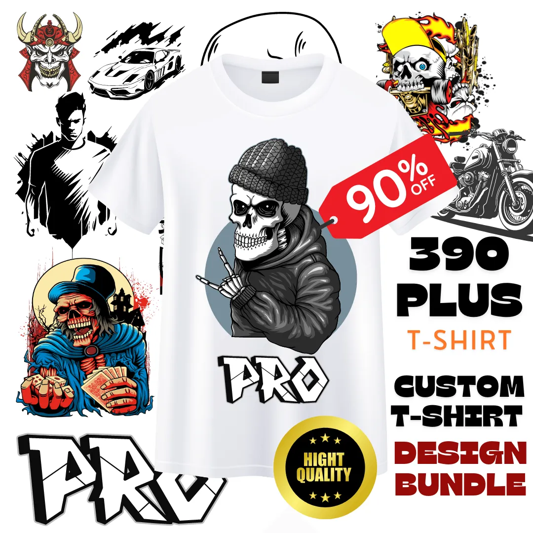 Ultimate T-Shirt Design Mega Bundle - 390  Trending Designs for All Occasions | High-Quality, Editable Templates"