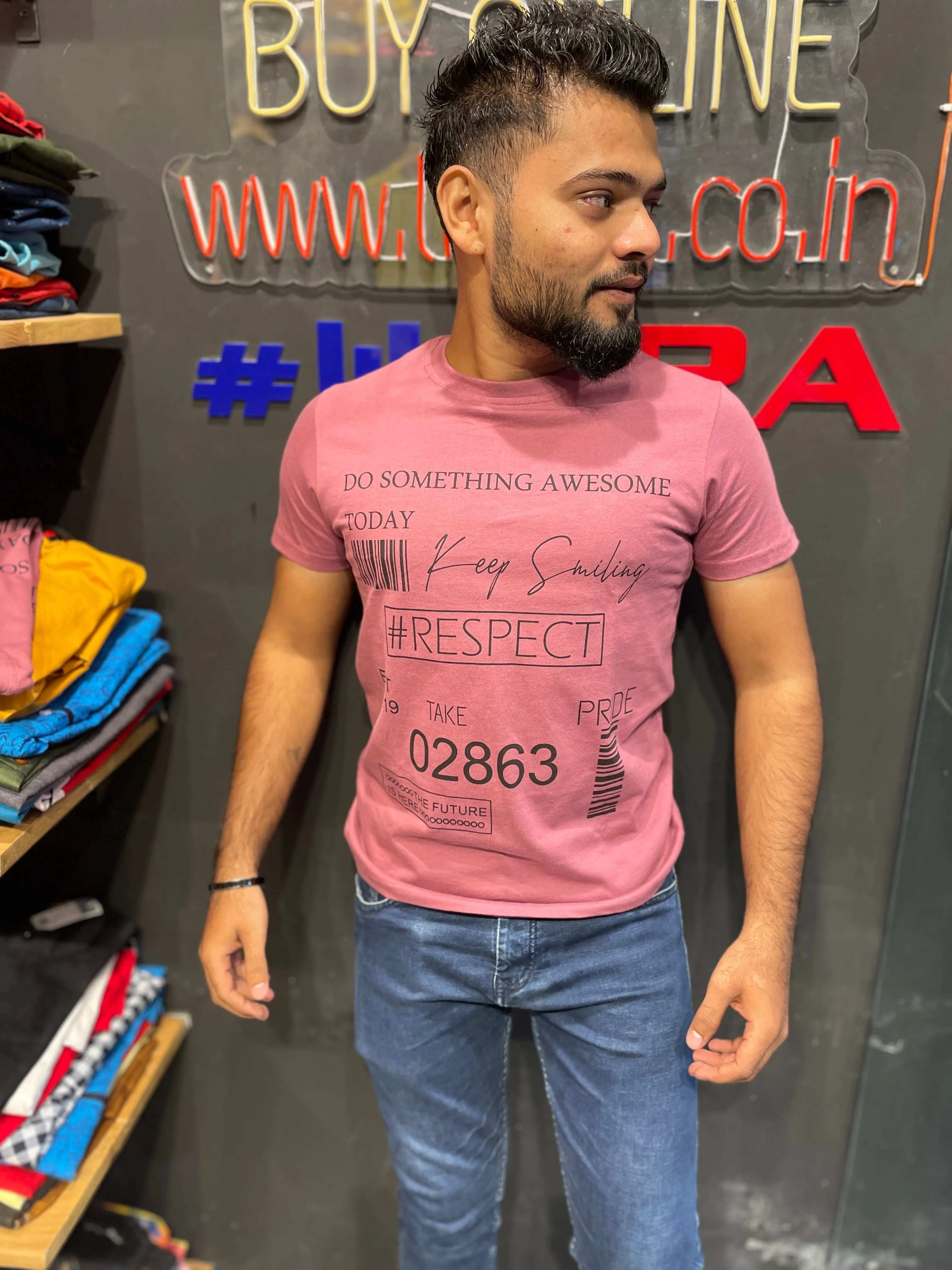Wild Rose Round Neck Printed T-shirt