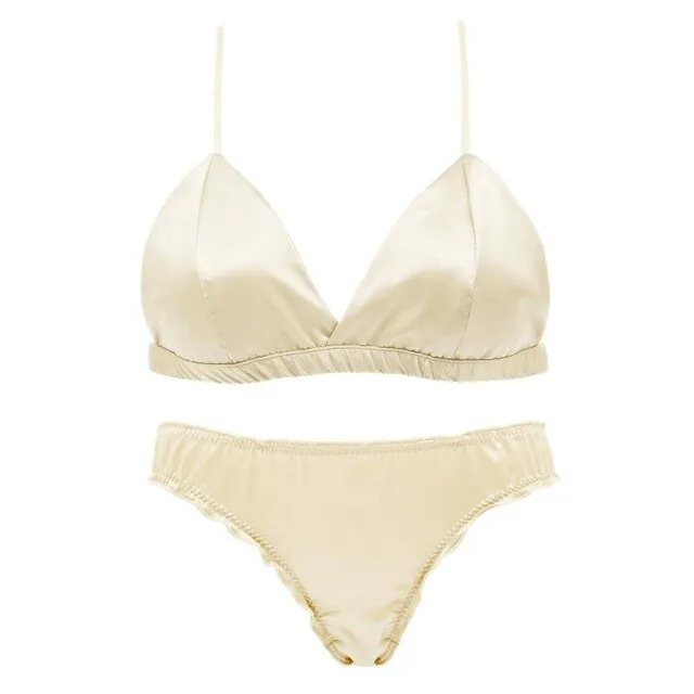 Wire Free Satin Bra Set