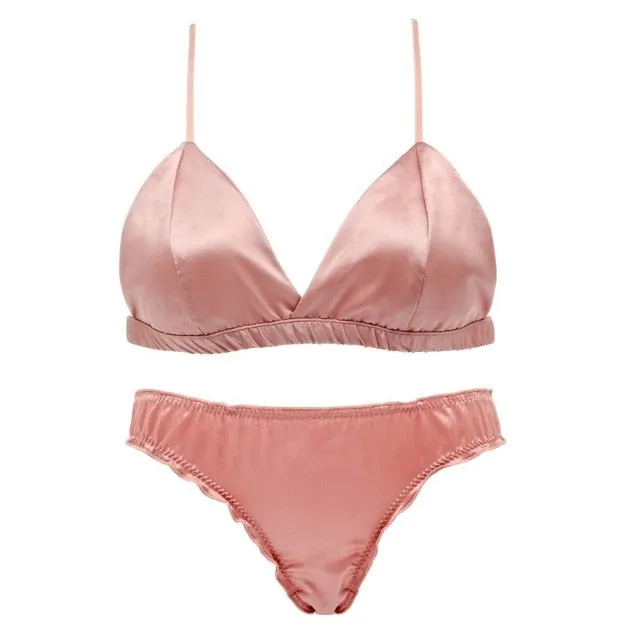 Wire Free Satin Bra Set