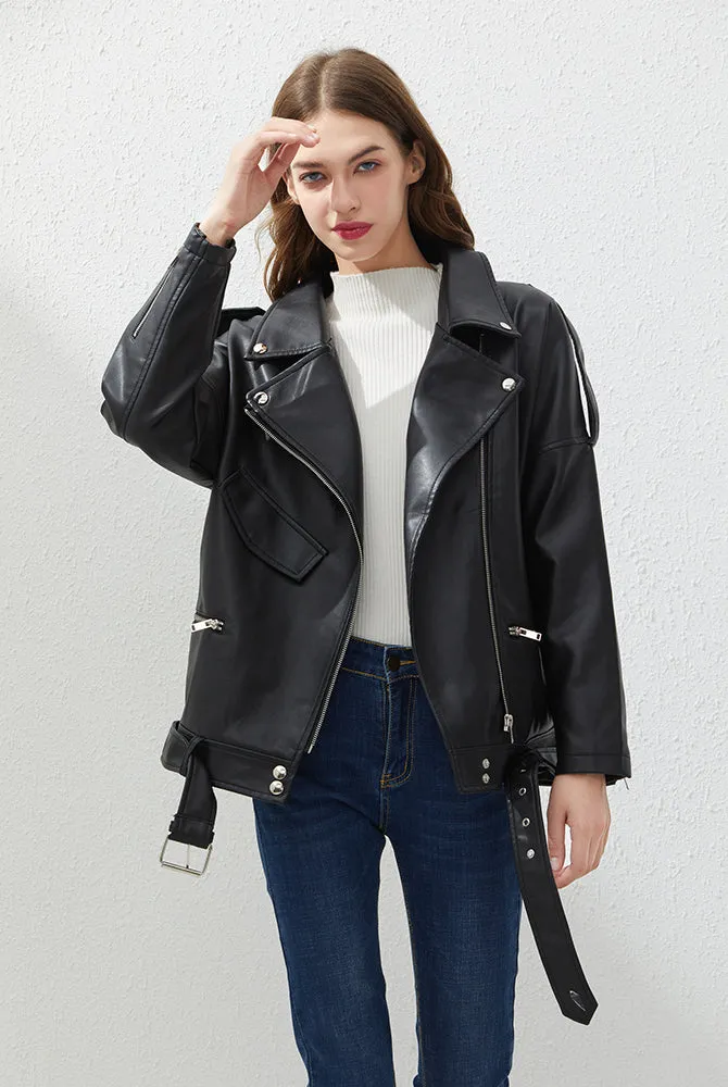WOMEN LOOSE LEATHER JACKET
