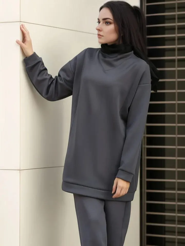 Women Muslim Sets Long Tops and Pants Turkey Outfit 2 Pieces Set L 481982