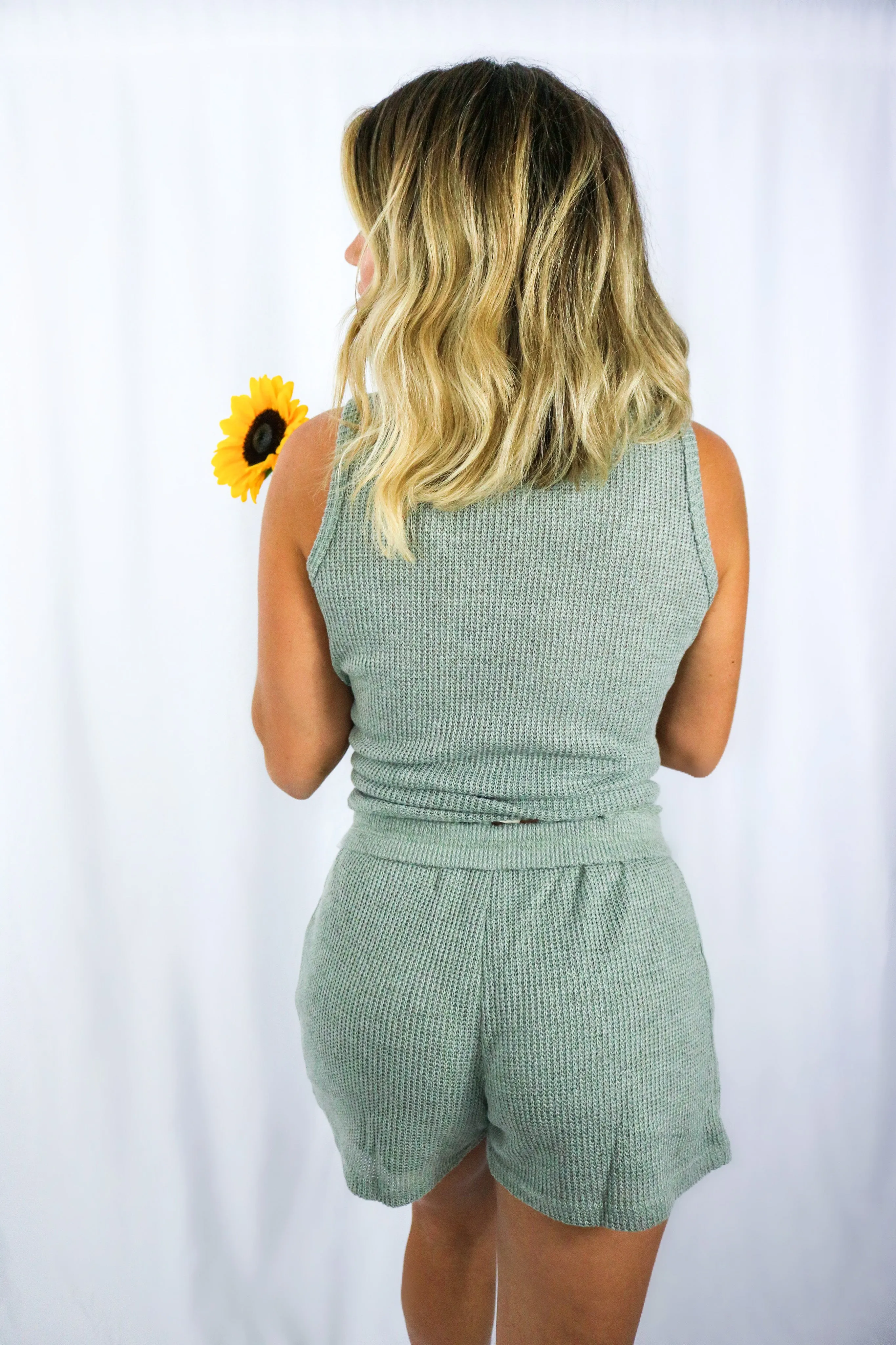 'Work From Home' Knitted  Loungewear Set in Olive